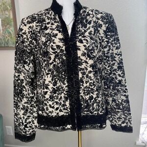 Black & White Floral Embroidered Jacket Women's - Size 16